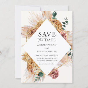 Bohemian Pampas Grass Save the Date Invitation