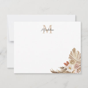 Bohemian Pampas Grass Script Monogram Card