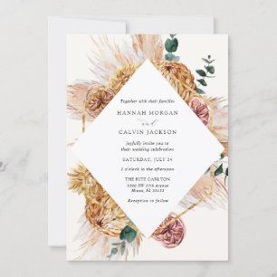 Bohemian Pampas Grass Wedding Invitation