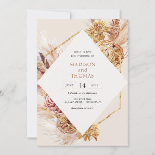 Bohemian Pampas Grass Wedding  Invitation