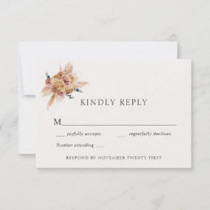 Bohemian Pampas Grass Wedding Response Card
