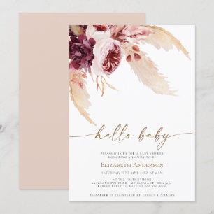 Bohemian Pampas Tropical Desert Grass Baby Shower Invitation