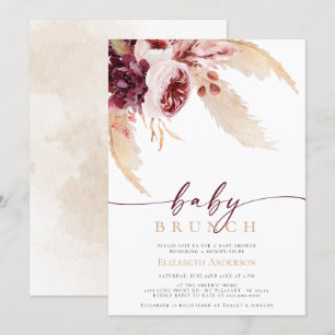 Bohemian Pampas Tropical  Grass Baby Shower Brunch Invitation