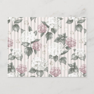 Bohemian pastel pink green floral stripes pattern postcard