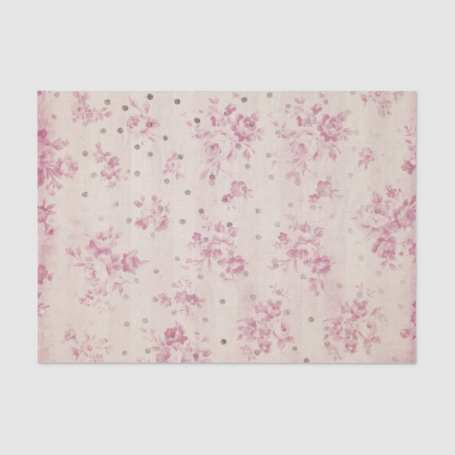Bohemian pastel pink stripes floral polka dots tissue paper (Front)