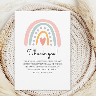 Bohemian Pastel Rainbow Baby Shower for a Girl Thank You Card