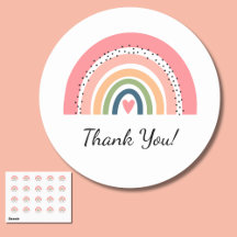 Bohemian Pastel Rainbow with Heart Thank You