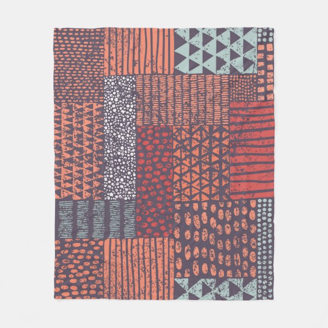 Bohemian patchwork: hand-drawn seamless design. fleece blanket (Front)