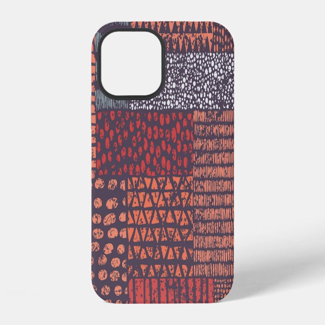 Bohemian patchwork: hand-drawn seamless design. iPhone case (Back)