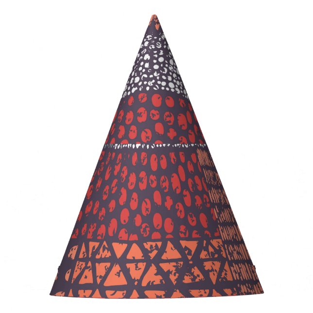 Bohemian patchwork: hand-drawn seamless design. party hat (Front)