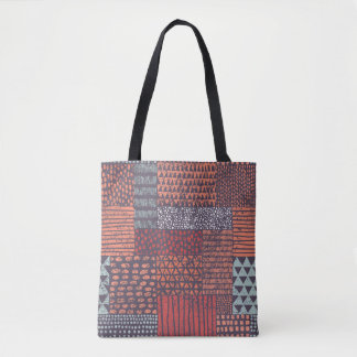 Bohemian patchwork: hand-drawn seamless design. tote bag