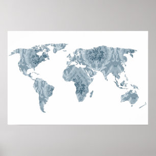 Bohemian Patterned World Map   Traveler   Poster