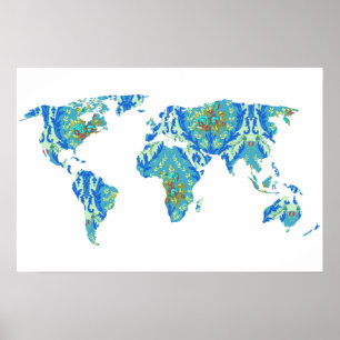 Bohemian Patterned World Map Traveller Poster