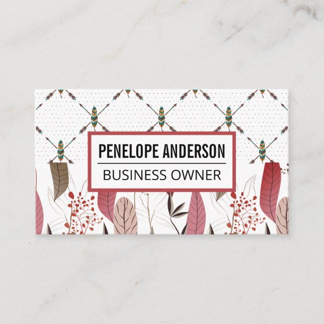 Bohemian Patterns | Feathers Business Card (Front)