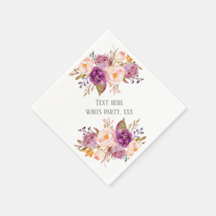bohemian, peony, purple floral, flowers, boho napkin
