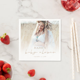 Bohemian Photo Overlay Gold Script Baby Shower  Napkin