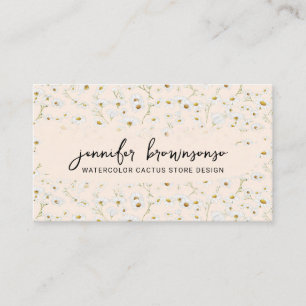 Bohemian Pink Flower Cute Daisies Business Card