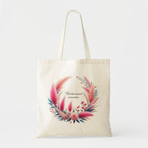 Bohemian Pink Pampas Bridesmaid Tote Bag