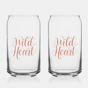 Bohemian Pink Script Typography Can Glass
