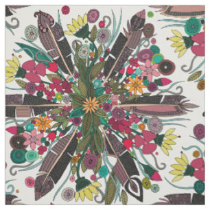 bohemian posy white fabric