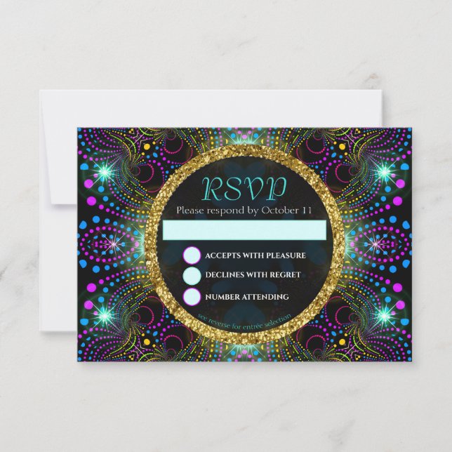 Bohemian Princess Pretty Bat Mitzvah RSVP Card (Front)