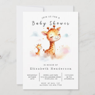 Bohemian Printable Giraffe Baby Shower Invitation