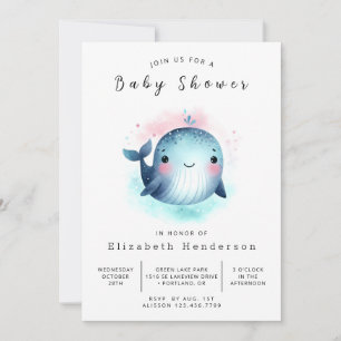 Bohemian Printable Whale Baby Shower Invitation