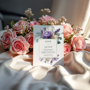 Bohemian Protea and Lavender Floral Wedding Invitation