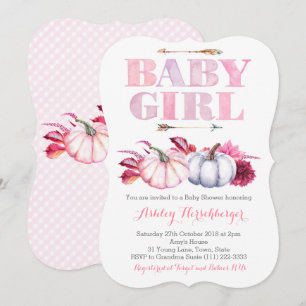 Bohemian Pumpkin Baby Shower for Girl Invitation