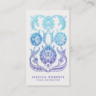 Bohemian Purple and Aqua Watercolor Floral Design Business Card