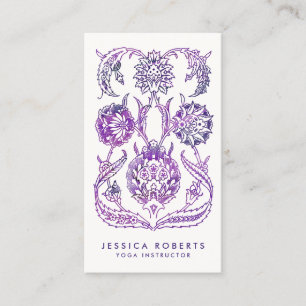Bohemian Purple Watercolor Floral Design Business Card