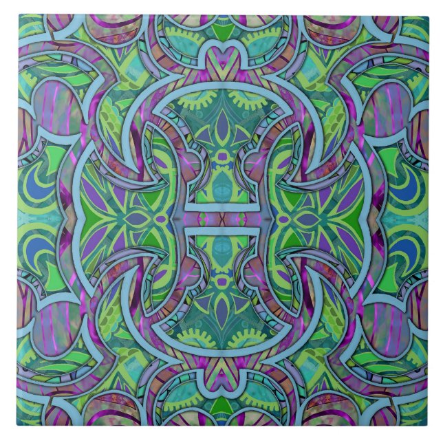 Bohemian Puzzle Cooltone Tile (Front)