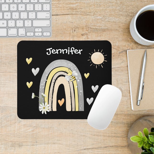 Bohemian Rainbow & Bumblebee Monogram Mouse Mat (Creator Uploaded)