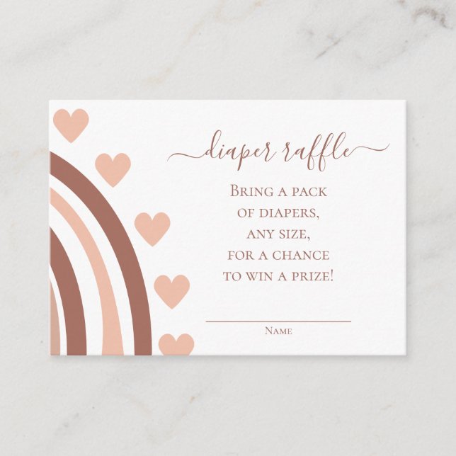 Bohemian Rainbow Diaper Raffle Enclosure Card (Front)