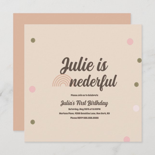 Bohemian Rainbow First Birthday Onederful Dots Card (Front/Back)