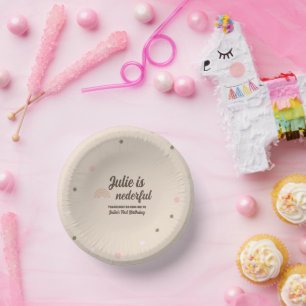 Bohemian Rainbow First Birthday Onederful Dots Paper Plate