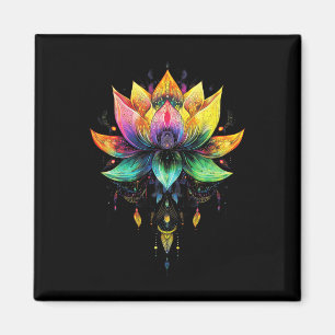 Bohemian Rainbow Lotus Flower Yoga Mandala Chakra Magnet