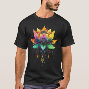 Bohemian Rainbow Lotus Flower Yoga Mandala Chakra  T-Shirt