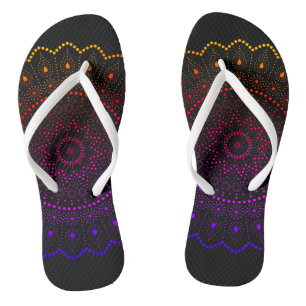 Bohemian Rainbow Mandala Dot Pattern Flip Flops
