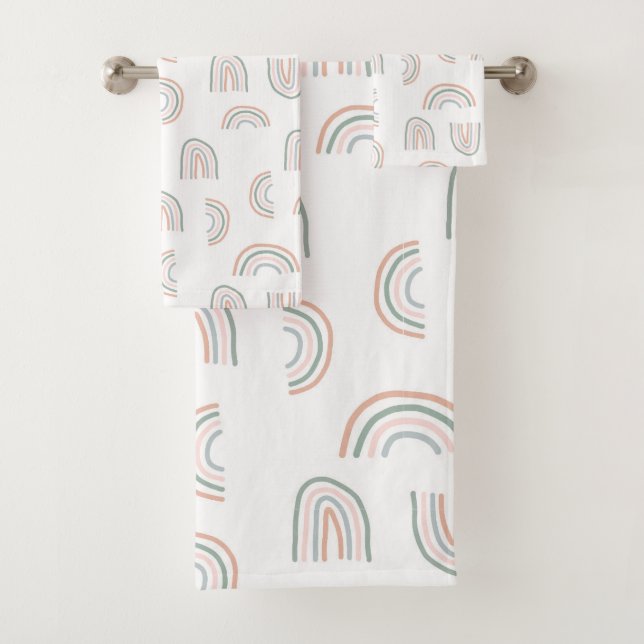 Bohemian rainbow pattern bath towel set (Insitu)