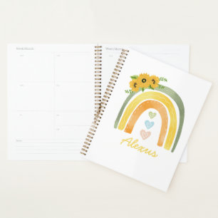 Bohemian Rainbow Sunflower Personalised    Planner