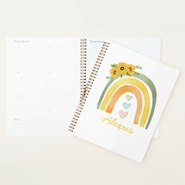 Bohemian Rainbow Sunflower Personalised    Planner (Display)