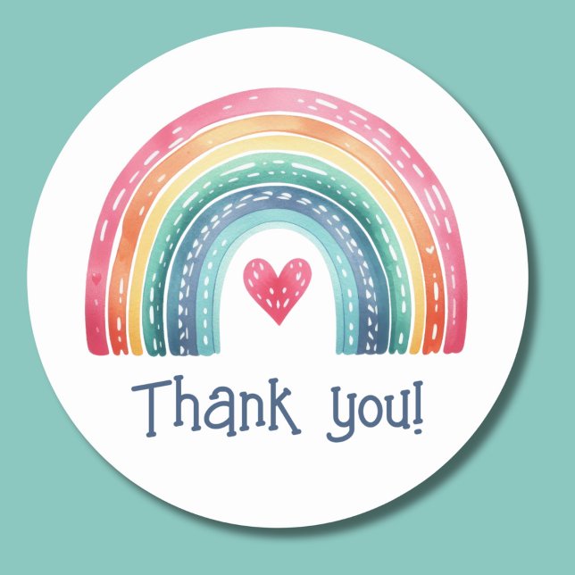 Bohemian Rainbow Thank You  Classic Round Sticker (Creator Uploaded)