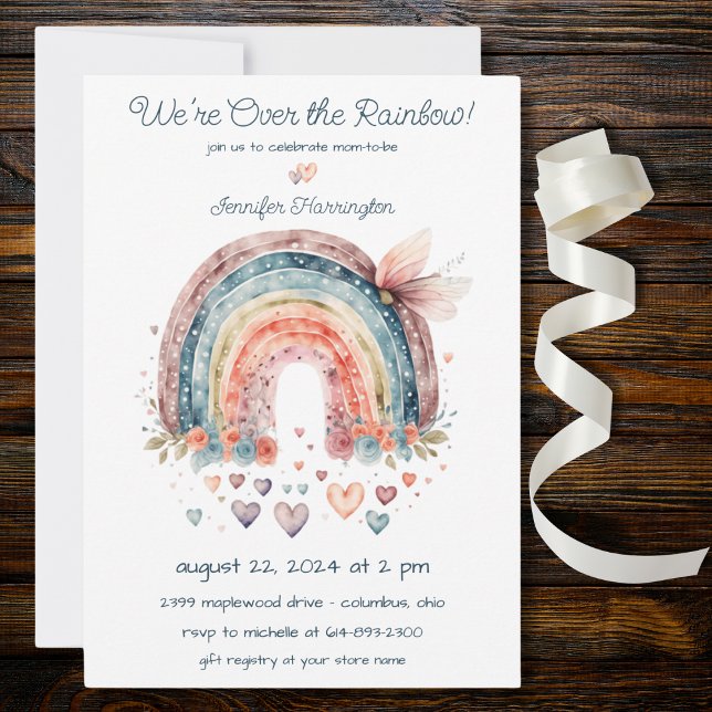 Bohemian Rainbow with Hearts Baby Shower  Invitation (Creator Uploaded)