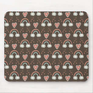Bohemian Rainbows & Hearts – Earthy Brown 2 Mouse Mat