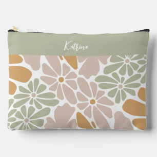 Bohemian Retro Groovy Flowers Accessory Pouch