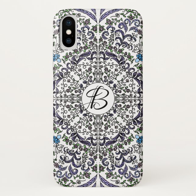 Bohemian rhapsody intricate floral monogram Case-Mate iPhone case (Back)