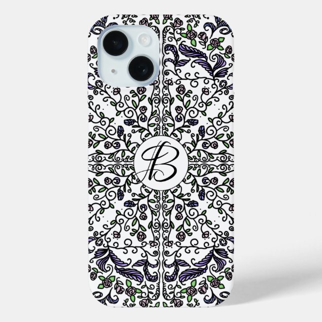 Bohemian rhapsody intricate floral monogram Case-Mate iPhone case (Back)