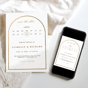 bohemian rich gold save the date calendar invitation