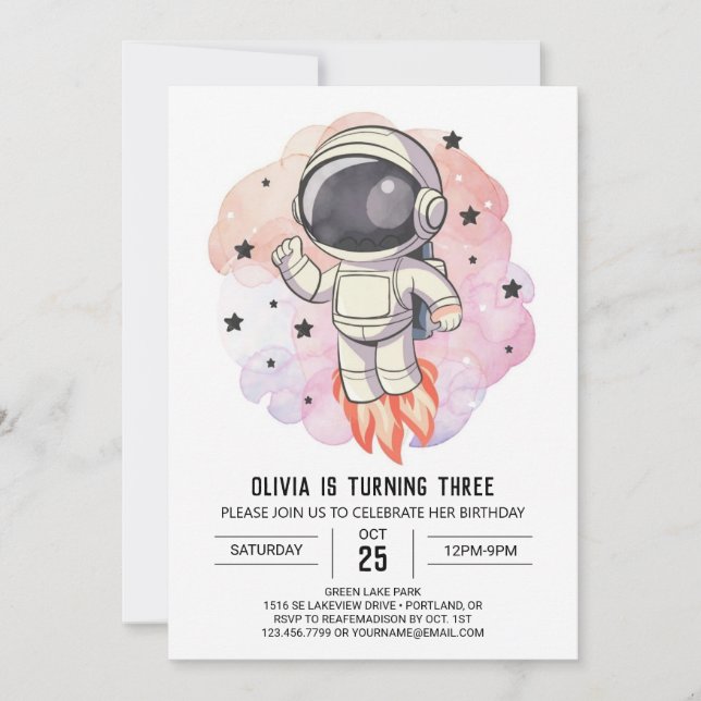 Bohemian Rocket Odyssey Astronaut Birthday Invitation (Front)